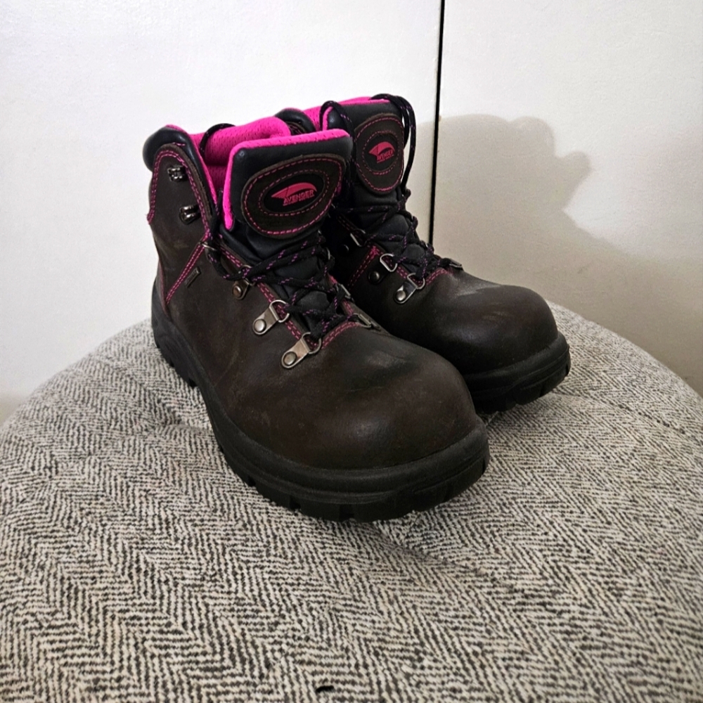 Avenger Women's Steel Toe Work Boots – Black & Pink – Size 7